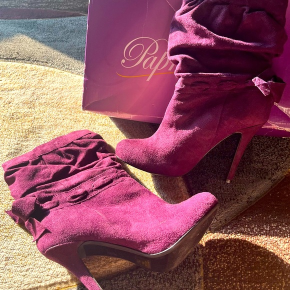 Paprika Purple Suede Boots - Picture 1 of 3